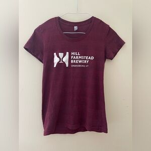 American Apparel Burgundy Short Sleeve Tee, Hill Farmstead Brewery